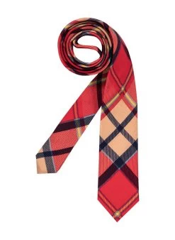 OLYMP Krawatte, Wolle, Rot-apricot Kariert