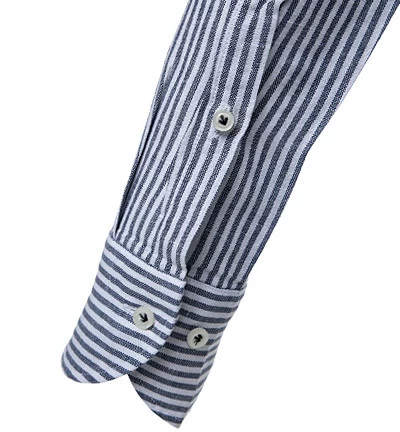 Hemd, Slim Fit, Leinen, Dunkelblau-weiß Gestreift – Bild 3