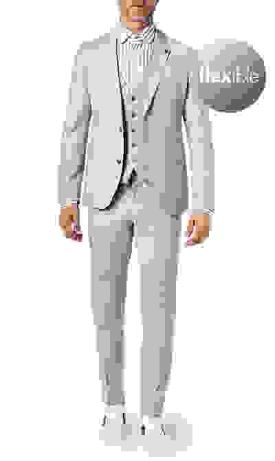 CINQUE Anzug Cimonopoli Mit Weste, Super Slim Fit, Schurwoll-Stretch, Salbei Meliert – Bild 7