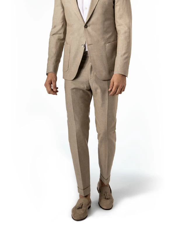 Strellson Hose Luc, Slim Fit, Baumwolle-Leinen, Sand