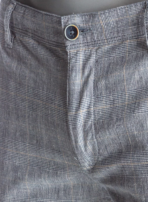 Alberto Chino Rob, Slim Fit, Baumwoll-Leinen, Rauchblau Kariert – Bild 4