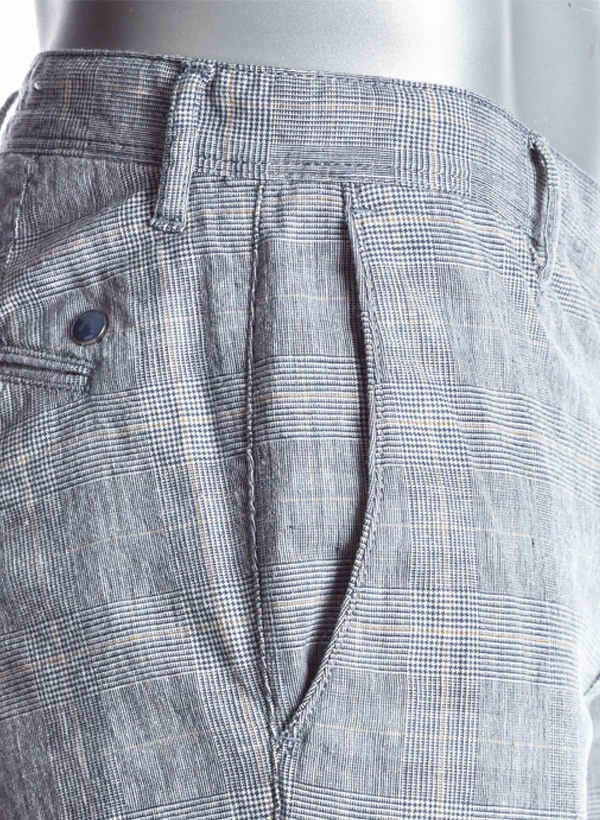 Alberto Chino Rob, Slim Fit, Baumwoll-Leinen, Rauchblau Kariert – Bild 3