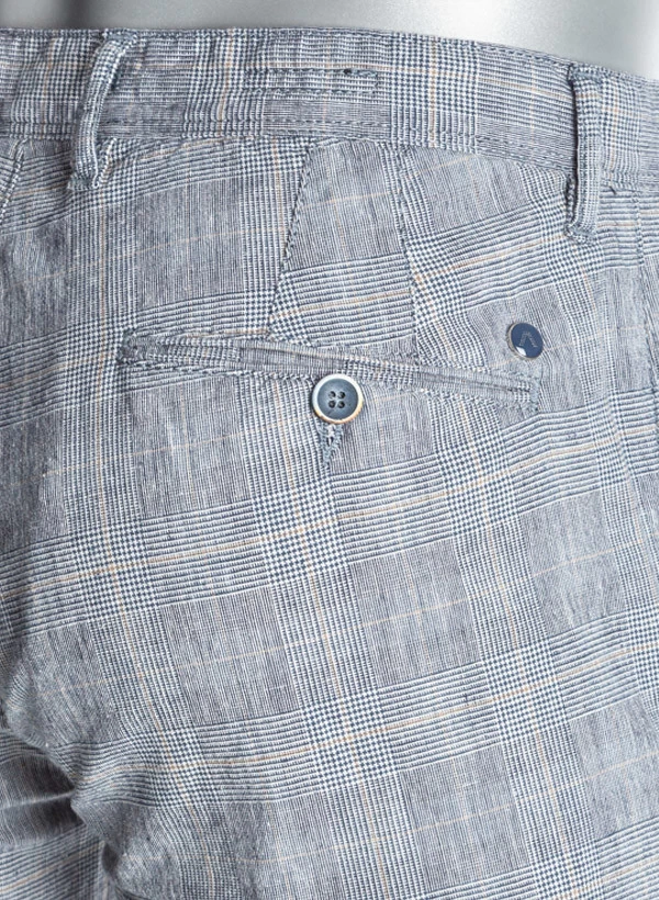 Alberto Chino Rob, Slim Fit, Baumwoll-Leinen, Rauchblau Kariert – Bild 2
