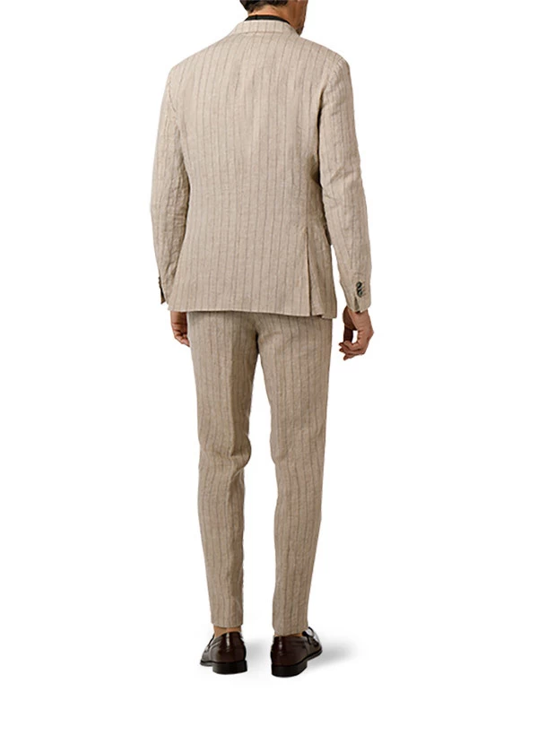 Oscar Jacobson Anzug, Reines Leinen, Beige Gestreift – Bild 2