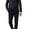 Anzug, Slim Fit, Schurwoll-Stretch, Marine Meliert