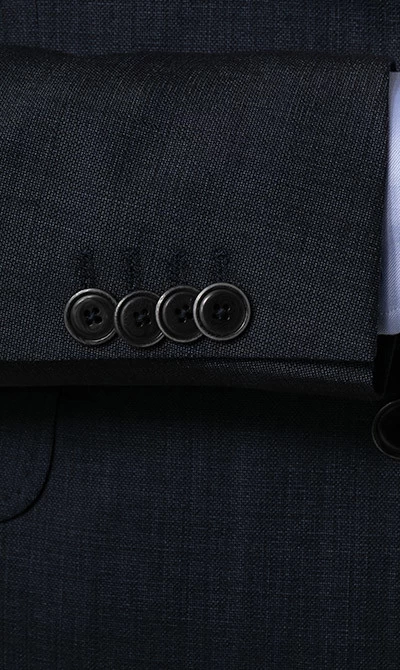 Anzug Mit Weste, Slim Fit, Schurwoll-Stretch, Marine Meliert – Bild 5