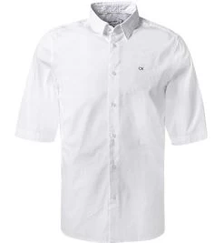 Calvin Klein Kurzarmhemd, Slim Fit, Popeline, Weiß