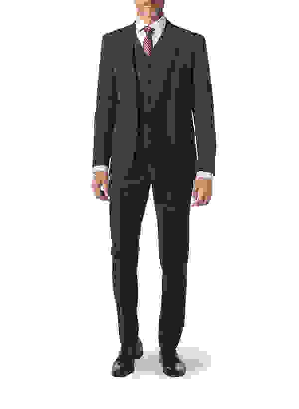 Digel Anzug Mit Weste, Modern Fit, Schurwolle, Anthrazit Meliert – Bild 7