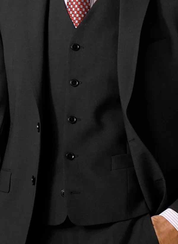 Digel Anzug Mit Weste, Modern Fit, Schurwolle, Anthrazit Meliert – Bild 4