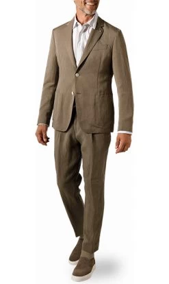 Boss Anzug Hanry-Perin, Slim Fit, Lyocell-Leinen Ungefüttert, Khaki