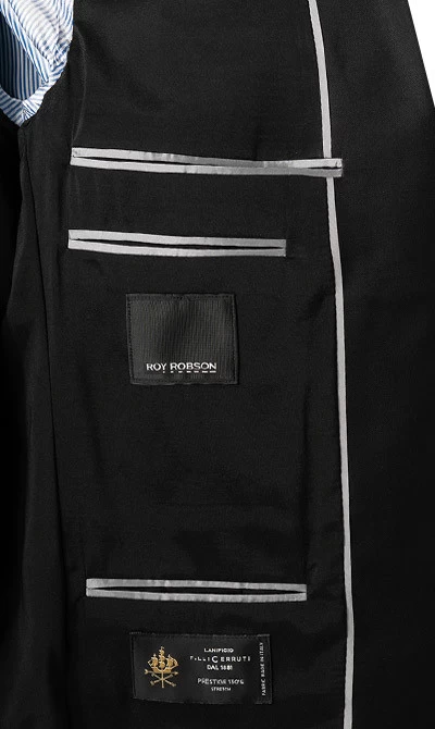 ROY ROBSON Anzug, Regular Fit, Schurwolle Super130 F.LLI CERRUTI, Schwarz – Bild 2