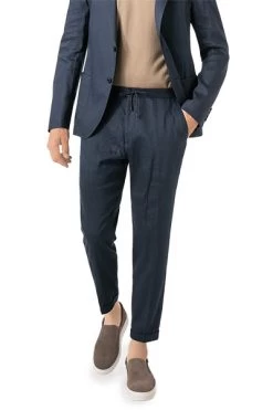 Strellson Hose, Slim Fit, Leinen-Stretch, Nachtblau