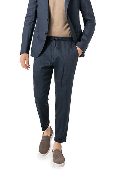 Strellson Hose, Slim Fit, Leinen-Stretch, Nachtblau