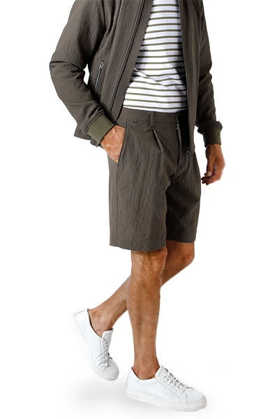 Boss Shorts, Relaxed Fit, Seersucker, Khaki – Bild 4