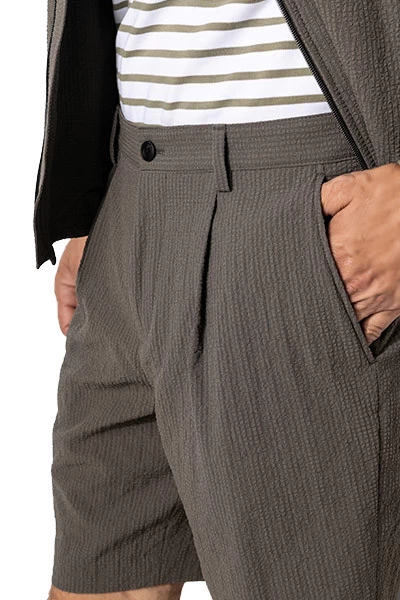 Boss Shorts, Relaxed Fit, Seersucker, Khaki – Bild 3