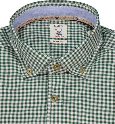 Pure Hemd, Slim Fit, Baumwolle, Grün Kariert – Bild 2