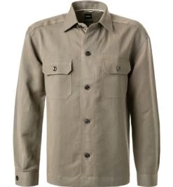 Boss Overshirt, Relaxed Fit, Leinen, Grün
