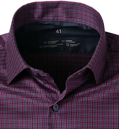 OLYMP Hemd, Body Fit, Mikrofaser Atmungsaktiv, Granat Kariert – Bild 4