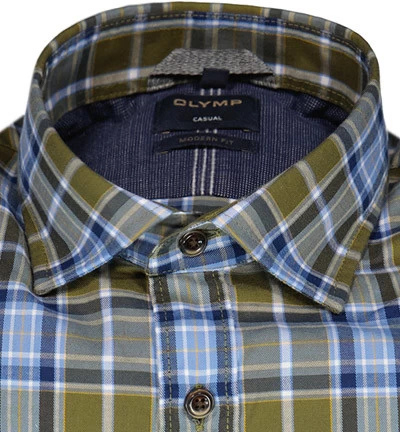 OLYMP Hemd, Modern Fit, Baumwolle, Olivgrün Kariert – Bild 3
