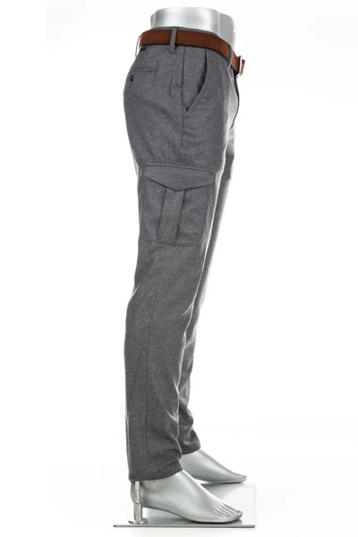 Alberto Cargohose Wind, Slim Fit, Flanell, Grau Meliert – Bild 6