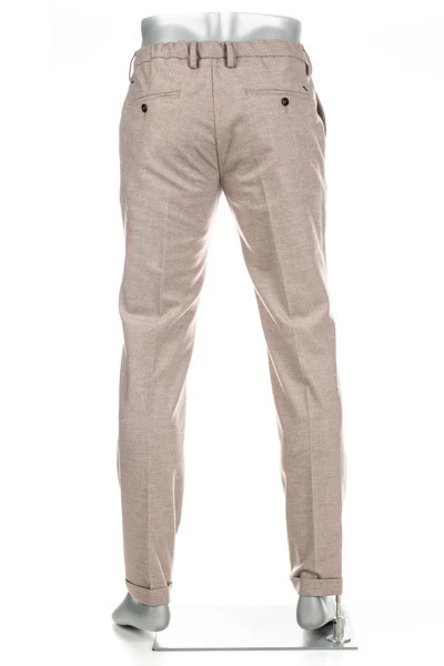 Alberto Bundfaltenhose Barista, Flanell, Hellbeige Meliert – Bild 4