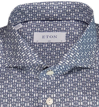 ETON Hemd, Slim Fit, Baumwolle, Dunkelblau Gemustert – Bild 2