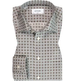 ETON Hemd, Classic Fit, Baumwolle, Braun Gemustert