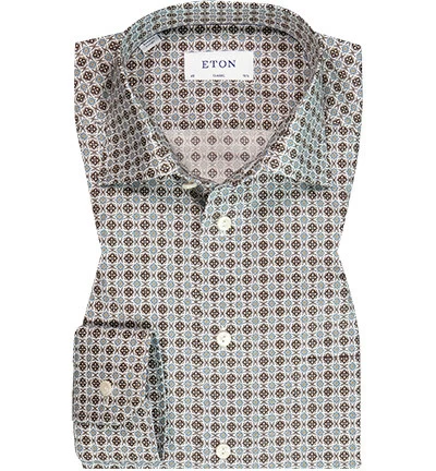 ETON Hemd, Classic Fit, Baumwolle, Braun Gemustert