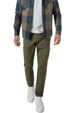 Strellson Cargohose, Regular Fit, Baumwolle, Militärgrün