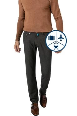Pierre Cardin Hose Lyon, Modern Fit, Mikrofaser, Dunkelbraun Meliert