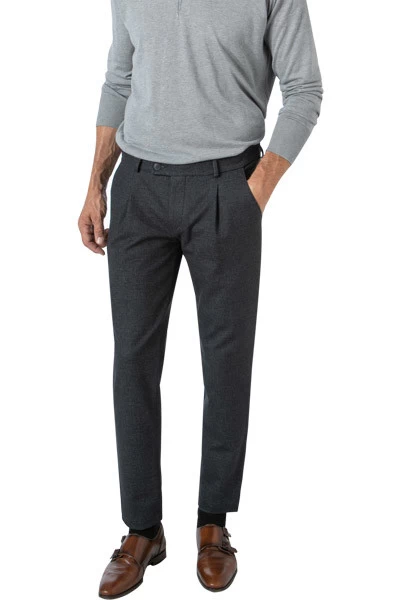 Bugatti Bundfaltenhose, Mikrofaser, Nachtblau Meliert