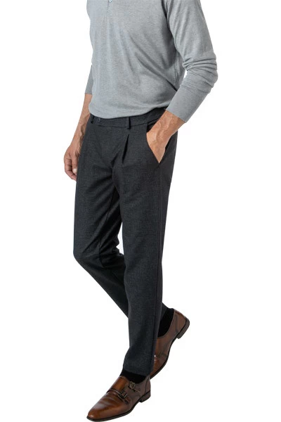 Bugatti Bundfaltenhose, Mikrofaser, Nachtblau Meliert – Bild 2