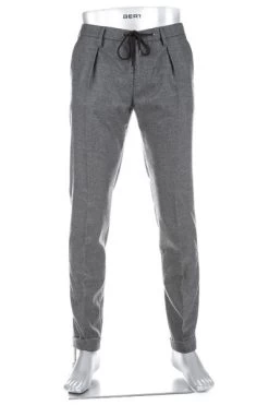 Alberto Bundfaltenhose Barista, Flanell, Grau Meliert