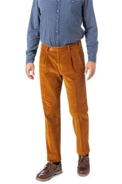 Bundfaltenhose Morello-U, Classic Fit, Cord, Cognac