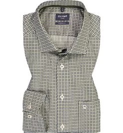 OLYMP Hemd, Modern Fit, Baumwolle, Lindgrün Gemustert