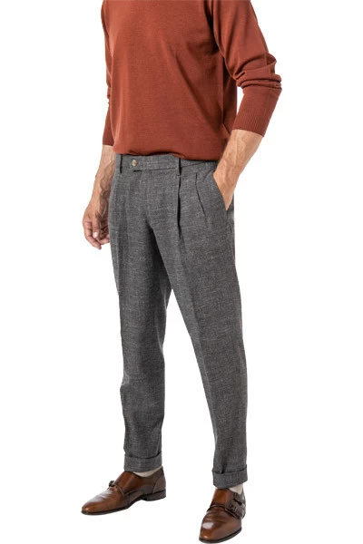 Bundfaltenhose Tarmac-U, Slim Fit, Baumwolle, Graubraun Meliert – Bild 2