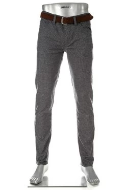 Alberto Hose Pipe, Regular Fit, Baumwolle, Dunkelgrau-navy Kariert