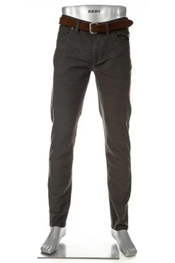 Alberto Hose Pipe, Regular Fit, Baumwolle, Anthrazit-braun Kariert