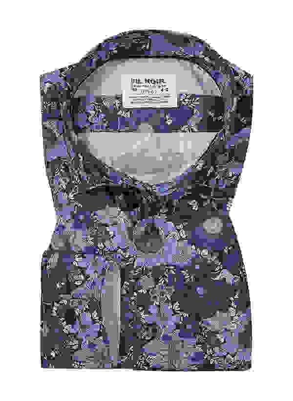 Hemd, Shaped Fit, Baumwolle CO2-Neutral, Indigo Gemustert – Bild 4