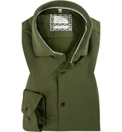 OLYMP Hemd, Body Fit, Baumwolle, Olivgrün
