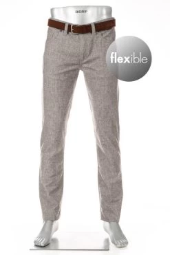 Alberto Hose Pipe, Regular Fit, Baumwolle, Hellbeige Kariert