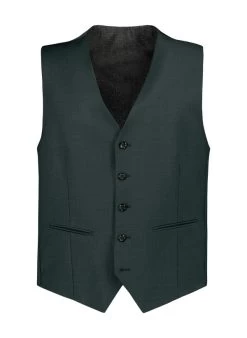Weste, Shape Fit, Schurwoll-Stretch, Jägergrün Meliert