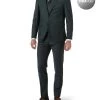 Anzug Mit Weste, Shape Fit, Schurwoll-Stretch, Jägergrün Meliert