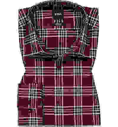 Hemd, Regular Fit, Baumwoll-Stretch, Dunkelrot Kariert – Bild 4