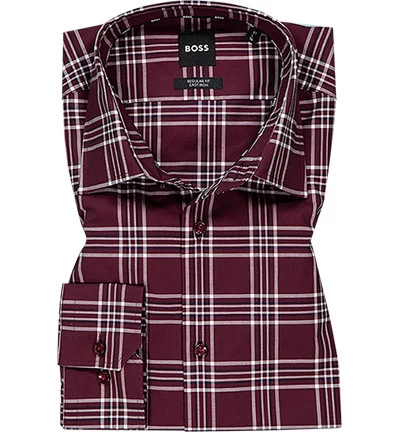 Hemd, Regular Fit, Baumwoll-Stretch, Dunkelrot Kariert