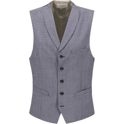 CARL GROSS Weste, Schurwolle, Blau Meliert