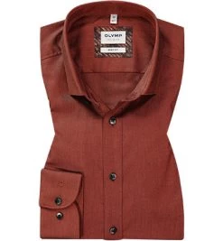 OLYMP Hemd, Body Fit, Baumwoll-Stretch, Rotorange