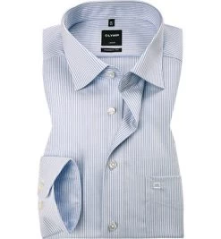 OLYMP Hemd, Modern Fit, Baumwolle, Extra Langer Arm, Blau-weiß Gestreift