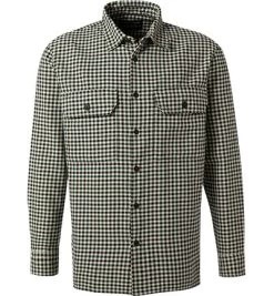 Marc O'Polo Overshirt, Relaxed Fit, Bio Baumwolle, Grün-schwarz Kariert