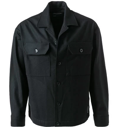Marc O'Polo Overshirt, Schurwolle, Schwarz
